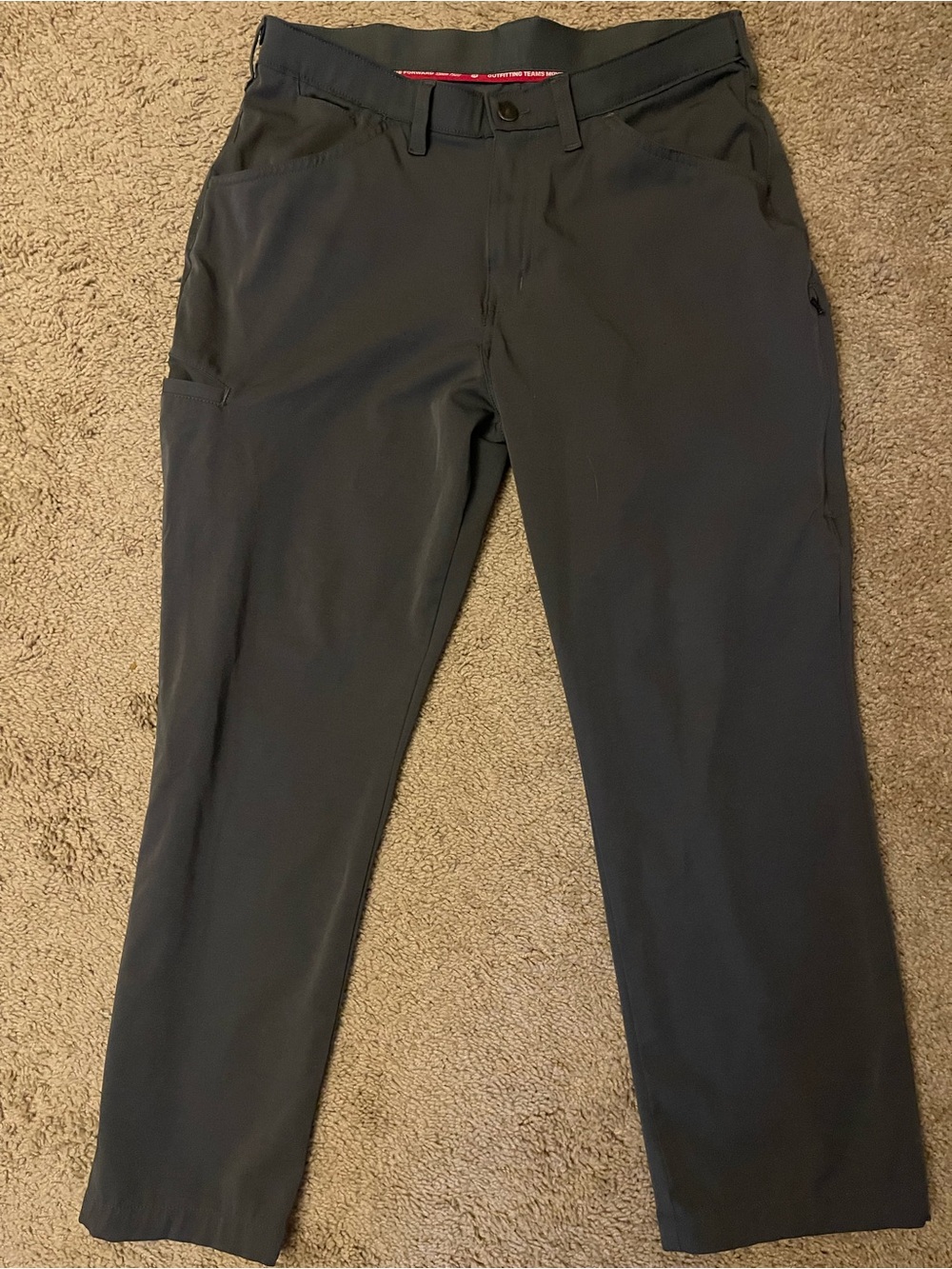 Red KapMen's Dark Gray Performance work pants 6 pockets one with zipper. Buy now
